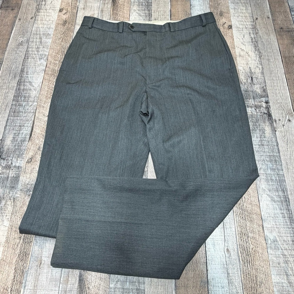 Brooks Brothers 346 Dress Pants Men 38x32 Gray Wool Flat Front Business